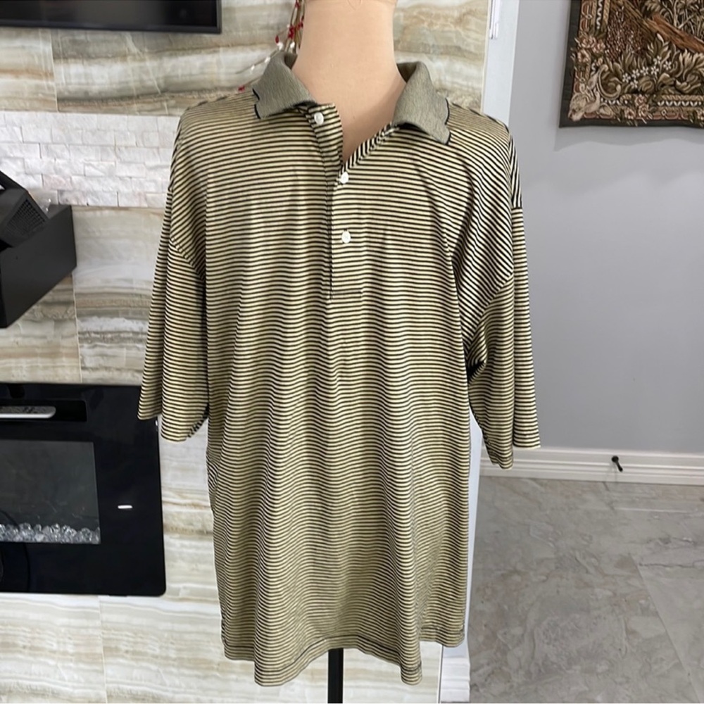 Alan Flusser Striped Golf Polo Shirt. Size L